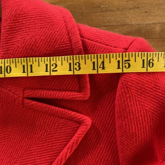 Talbots Vivid Red Double Breasted Wool Blend Gold Button Pockets Peacoat Size 10 - Picture 6 of 11